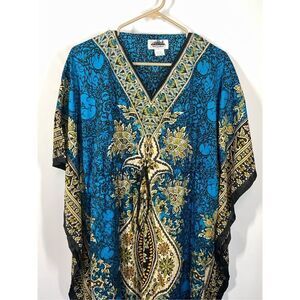 Metropolitan Women's Floral V-Neck Kaftan Mrs Roper Dress Multicolor One Size